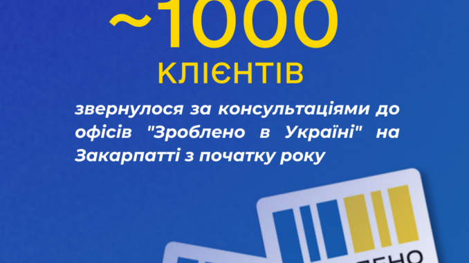 Близько 1000 клієнтів звернулися за консультаціями до офісів "Зроблено в Україні" на Закарпатті з початку 2024 року Близько 1000 клієнтів звернулися за консультаціями до офісів "Зроблено в Україні" на Закарпатті з початку 2024 року