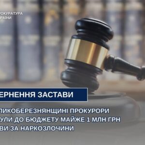 На Великоберезнянщині державі повернули майже 1 млн грн застави за наркозлочини