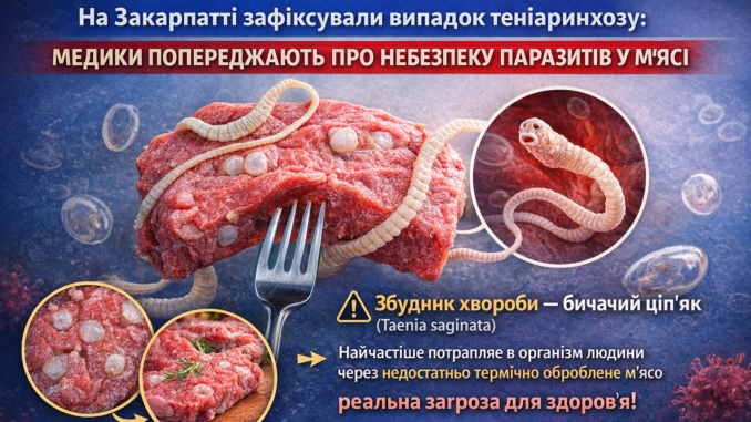 На Закарпатті зафіксували випадок теніаринхозу: медики попереджають про небезпеку паразитів у м’ясі