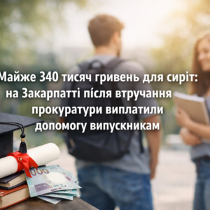 Майже 340 тисяч гривень для сиріт: на Закарпатті після втручання прокуратури виплатили допомогу випускникам