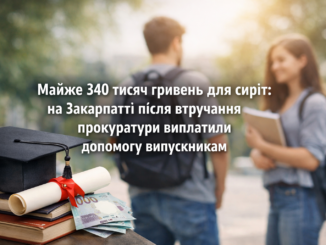 Майже 340 тисяч гривень для сиріт: на Закарпатті після втручання прокуратури виплатили допомогу випускникам