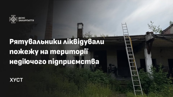 У Хусті сталася пожежа на території недіючого підприємства