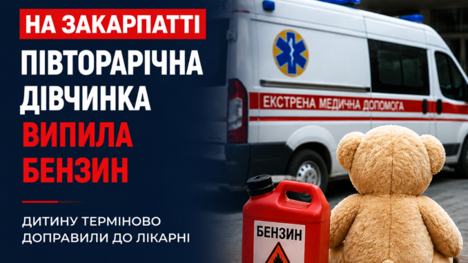 На Закарпатті півторарічна дівчинка випадково випила бензин: дитину терміново доправили до лікарні
