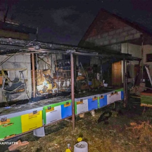 У Мукачеві вночі горіла споруда з інструментами для бджільництва